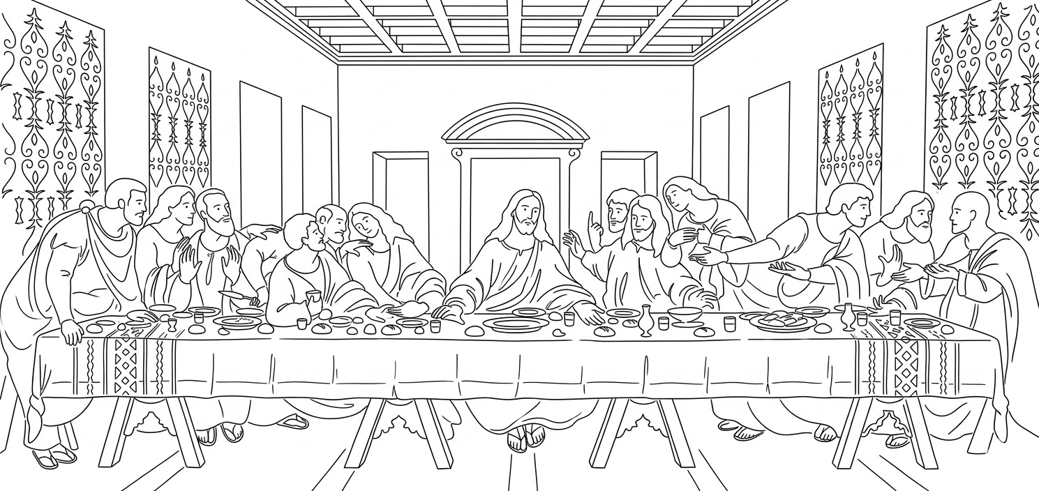 最後の晩餐 線画 - B-LABコミュニティのシンボル